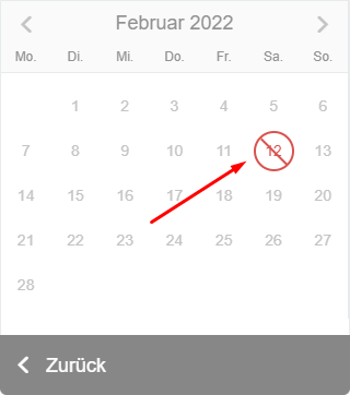 Példa: betelt időpont a naptárban